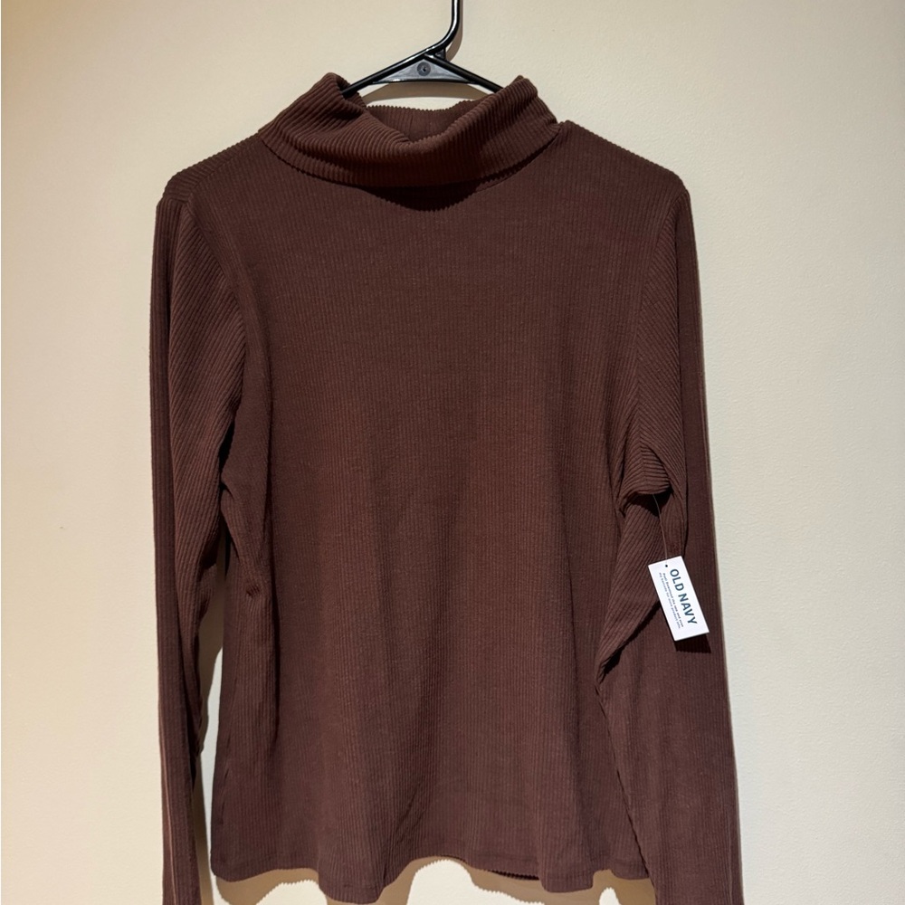 Old Navy Brown Fitted Long Sleeve Turtleneck Blouse